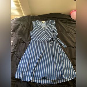 Monteau blue and white pin stripe dress